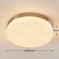 Lindby loftlampe til badeværelset Amilia, Ø 30 cm, E27, nikkel, glas