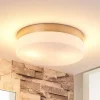 Lindby loftlampe til badeværelset Amilia, Ø 23,5 cm, E27, nikkel, glas