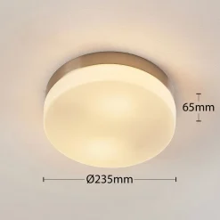 Lindby loftlampe til badeværelset Amilia, Ø 23,5 cm, E27, nikkel, glas