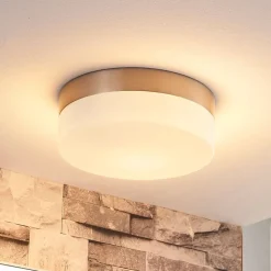 Lindby loftlampe til badeværelset Amilia, Ø 18 cm, E27, nikkel, glas