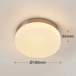 Lindby loftlampe til badeværelset Amilia, Ø 18 cm, E27, nikkel, glas