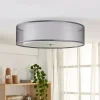 Lindby loftlampe Tobia, grå, tekstil, Ø 50 cm, E27