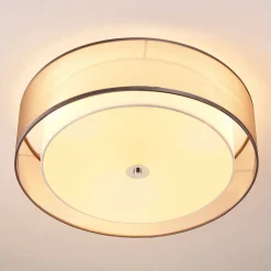 Lindby loftlampe Tobia, grå, tekstil, Ø 50 cm, E27