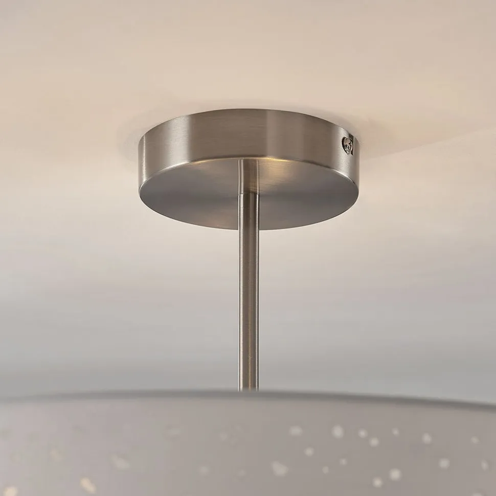 Lindby loftlampe Umma, afstand, hvid, stof, Ø 50 cm, E27
