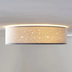Lindby loftlampe Umma, grå, stof, Ø 50 cm, E27