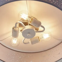 Lindby loftlampe Umma, grå, stof, Ø 50 cm, E27