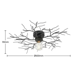 Lindby loftlampe Vetki, Ø 60 cm, sort, 1 lyskilde, metal