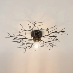 Lindby loftlampe Vetki, Ø 60 cm, sort, 1 lyskilde, metal