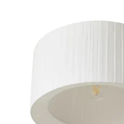 Lindby loftlampe Virelle, hvid, tekstil, Ø 40 cm, E27