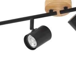 Lindby loftlampe Xiomara, 4 lyskilder, 68 cm lang, træ