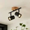 Lindby loftlampe Xiomara, 2 lyskilder, 27 cm lang, træ