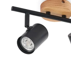 Lindby loftlampe Xiomara, 2 lyskilder, 27 cm lang, træ