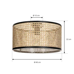 Lindby Loftlampe Yaelle, Ø 40 cm, Rattan, sort, E27