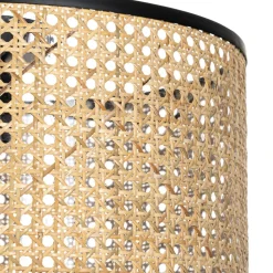 Lindby Loftlampe Yaelle, Ø 40 cm, Rattan, sort, E27