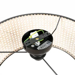 Lindby Loftlampe Yaelle, Ø 40 cm, Rattan, sort, E27