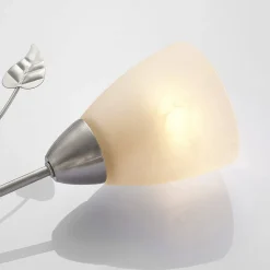 Lindby loftlampe Yannie, 6 lyskilder, 106 cm, nikkel/hvid, glas