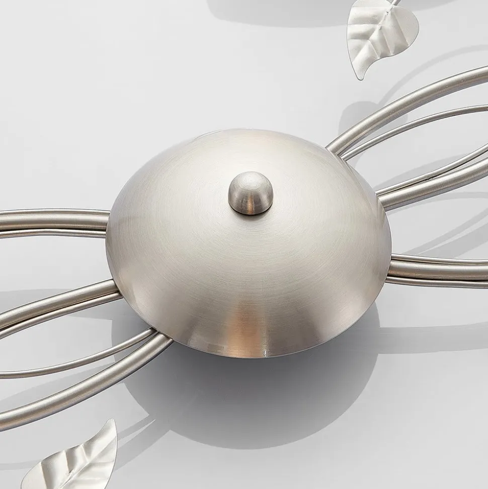 Lindby loftlampe Yannie, 6 lyskilder, 106 cm, nikkel/hvid, glas