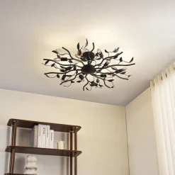 Lindby loftlampe Yos, 10 lyskilder, 95 cm, sort-guld, E14