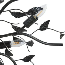 Lindby loftlampe Yos, 10 lyskilder, 95 cm, sort-guld, E14