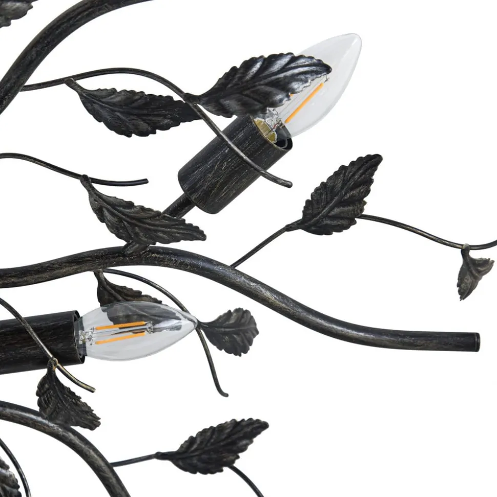 Lindby loftlampe Yos, 10 lyskilder, 95 cm, sort-guld, E14