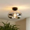 Lindby loftlampe Zehra, Ø 28 cm, røgfarvet grå, glas