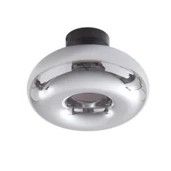 Lindby loftlampe Zehra, Ø 28 cm, røgfarvet grå, glas