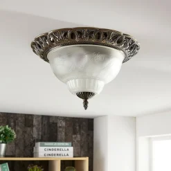 Lindby loftslampe Anni, ætset glasskærm