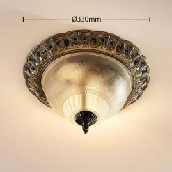 Lindby loftslampe Anni, ætset glasskærm