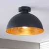 Lindby loftslampe Lya, Ø 31 cm, sort-guld, metal, E27