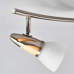Lindby loftslampe Marena, 4-lys, glas, træ, 83 cm lang