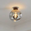 Lindby loftslampe Valentina, E27, røggrå, glas, Ø 25 cm