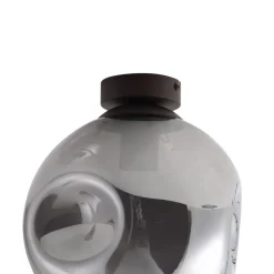 Lindby loftslampe Valentina, E27, røggrå, glas, Ø 25 cm