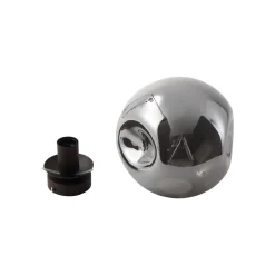 Lindby loftslampe Valentina, E27, røggrå, glas, Ø 25 cm