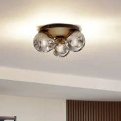 Lindby loftslampe Valentina, E14, grå, glas, Ø 36,6 cm
