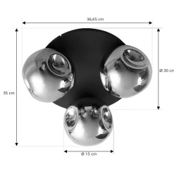 Lindby loftslampe Valentina, E14, grå, glas, Ø 36,6 cm