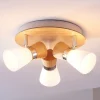 Lindby loftslampe Vivica, Ø 26 cm, krom/træ, 3 lyskilder