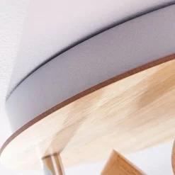 Lindby loftslampe Vivica, Ø 26 cm, krom/træ, 3 lyskilder
