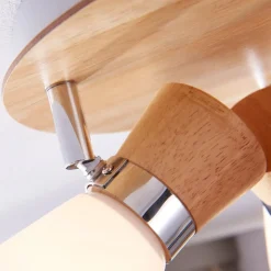 Lindby loftslampe Vivica, Ø 26 cm, krom/træ, 3 lyskilder