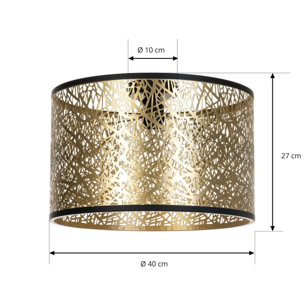 Lindby loftslampe Yonah, guldfarvet, metal, Ø 40 cm, E27
