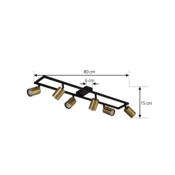 Lindby loftspot Bravius, messing, 6 lyskilder, jern