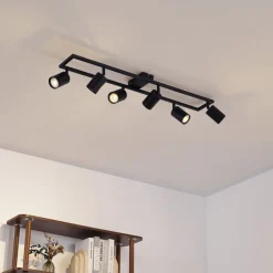 Lindby loftspot Bravius, sort, 6 lyskilder, jern