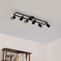 Lindby loftspot Bravius, sort, 6 lyskilder, jern