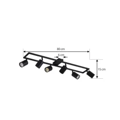Lindby loftspot Bravius, sort, 6 lyskilder, jern
