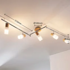 Lindby loftspot Christoph, 130 cm, 4 lyskilder, træ, glas
