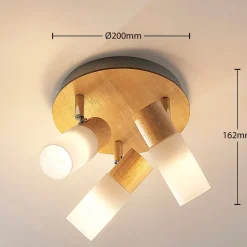 Lindby loftspot Christoph, 20 cm, 3 lyskilder, træ, rondel
