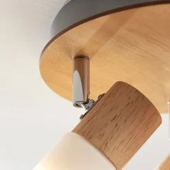 Lindby loftspot Christoph, 20 cm, 3 lyskilder, træ, rondel