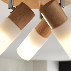 Lindby loftspot Christoph, 20 cm, 3 lyskilder, træ, rondel