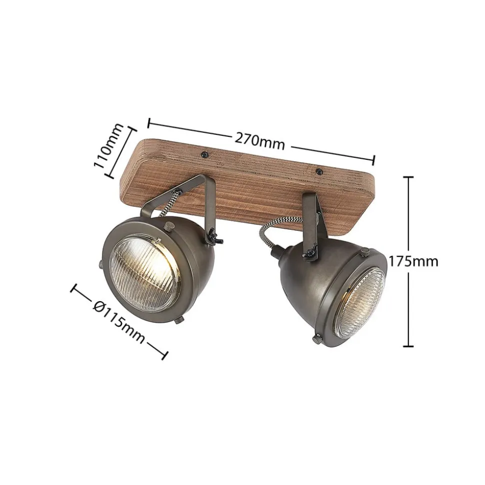Lindby loftspot Farovi, sort, 27 cm, 2 lyskilder, GU10