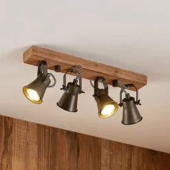Lindby loftspot Grandesa, 35 cm, 4 lyskilder, træ, metal