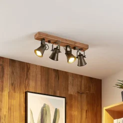 Lindby loftspot Grandesa, 35 cm, 4 lyskilder, træ, metal